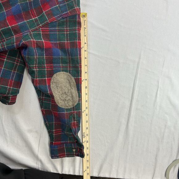 Pendleton Trail Shirt Mens L Plaid Long Sleeve Red Wool Flannel Elbow Patch - Picture 10 of 11